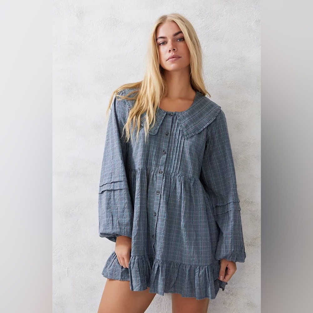 BDG Urban Outfitters Blue Check Printed Dress NWT